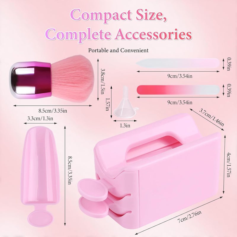 heemeei Dip Powder Recycling Tray System, Portable Nail Dip Powder Tray Kit with Nail Dust Brush, Glass Nail File, French Nail Art Manicure Essential Tool, Makeup Tool Glitter Saver - Image 2